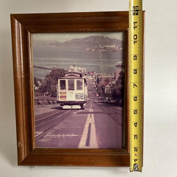 Vintage San Francisco Framed Photograph Trolley Car Alcatraz CA California - Picture 2 of 6